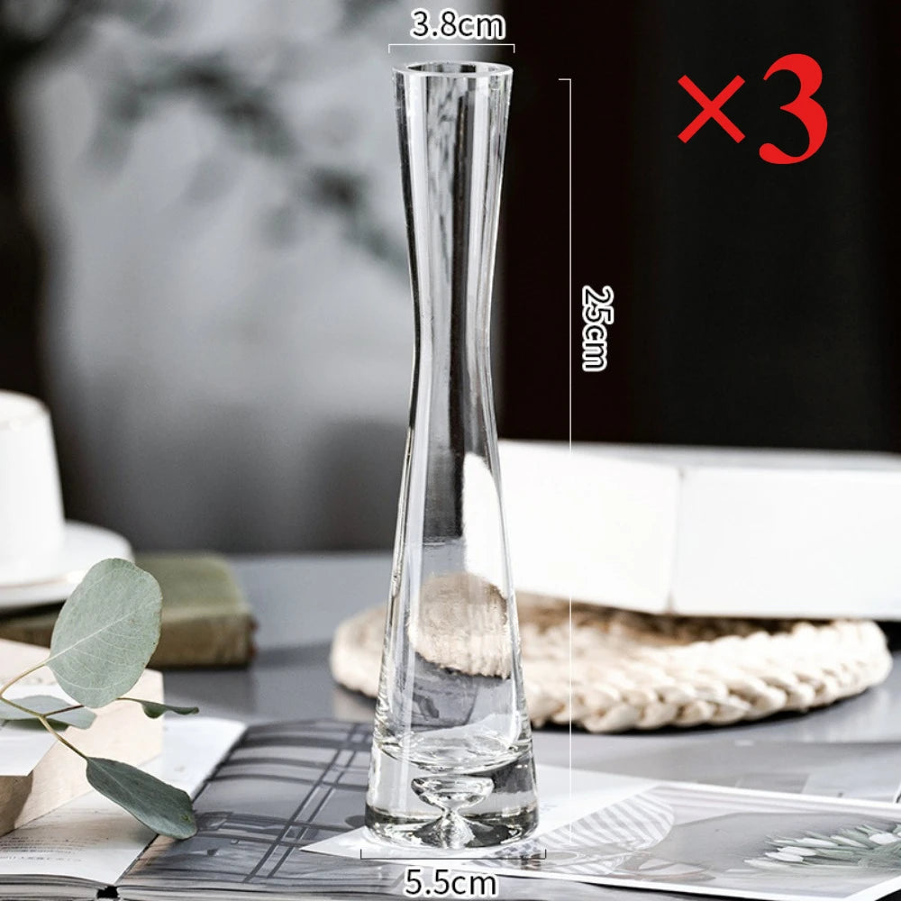 Modern European Transparent Glass Vase – Slanted Mouth Hydroponic Flower Vase for Home Decor, Table Centerpiece, Office & Living Room Decoration