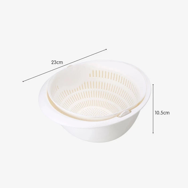 Kitchen Rotatable Double Drain Basket