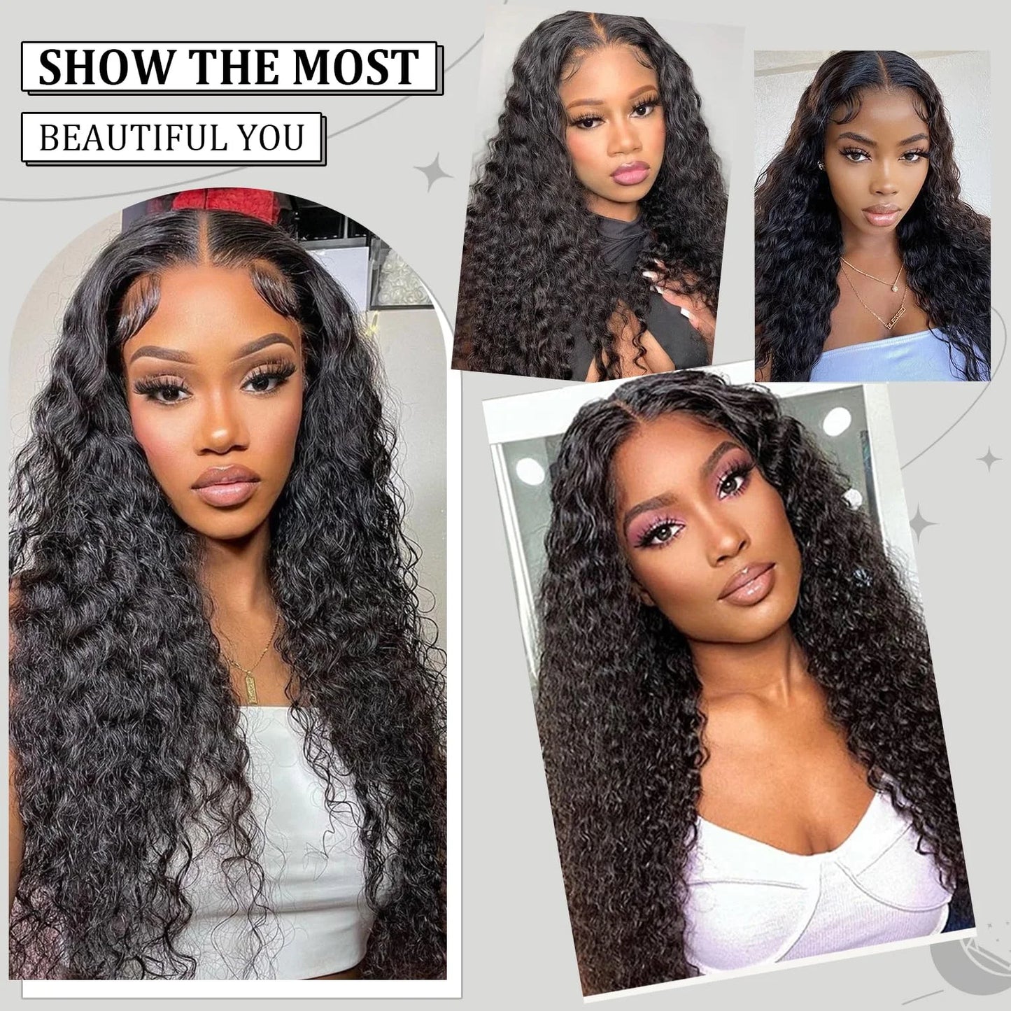 Glueless Deep Wave HD Transparent Curly Lace Front Wig Human Hair Pre Plucked Glueless Kinky Curly Lace Front Wig Human Hair Wig