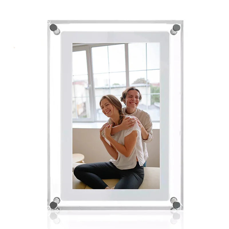 Stylish 5/7 Inch Acrylic Digital Photo Frame with IPS Display, 2GB Memory, and Built-in Battery