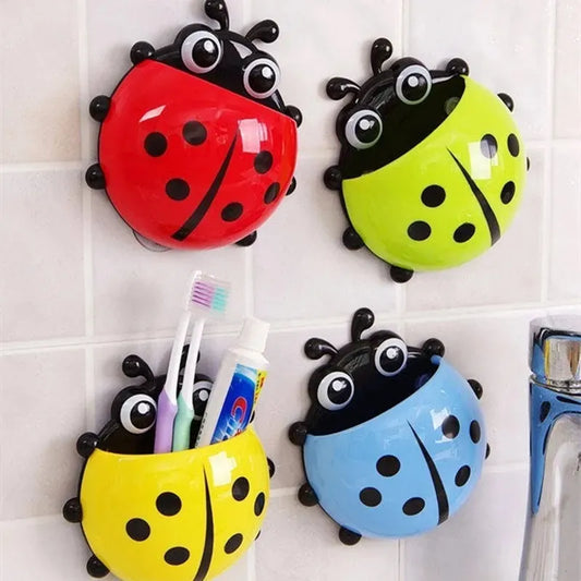 Ladybug Animal Insect - Toothbrush Toothpaste Wall Suction Holder Rack Container Organizer