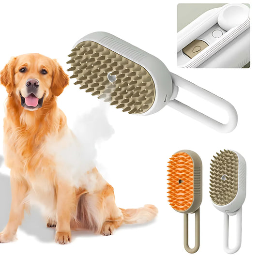 3-in-1 Electric Pet Grooming Tool: Steamy Dog Brush with Spray for Cats and Dogs - Massages, Removes Tangled and Loose Hair