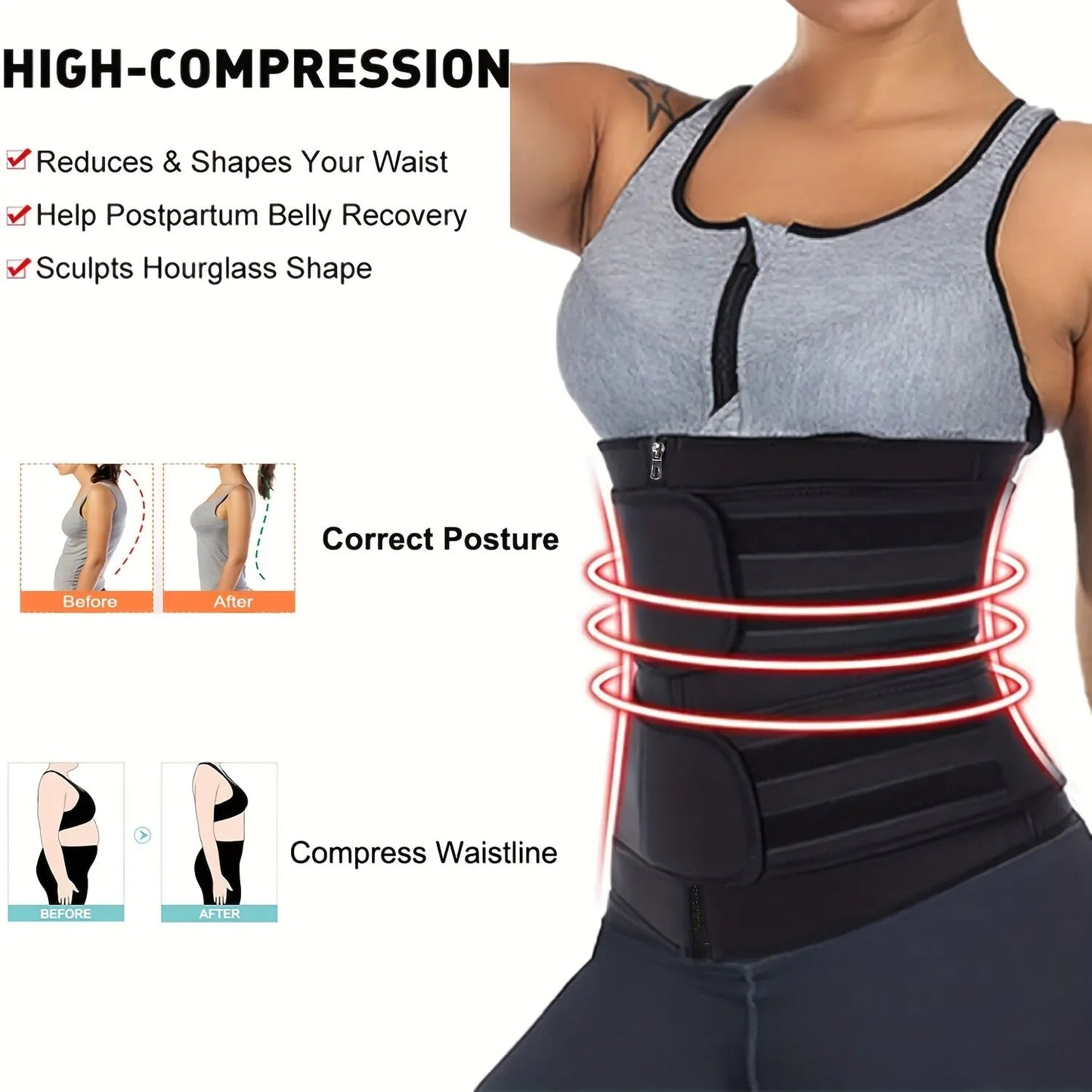 Breathable Neoprene Waist Trainer, Trimmer Belt, Body Shapewear For Women