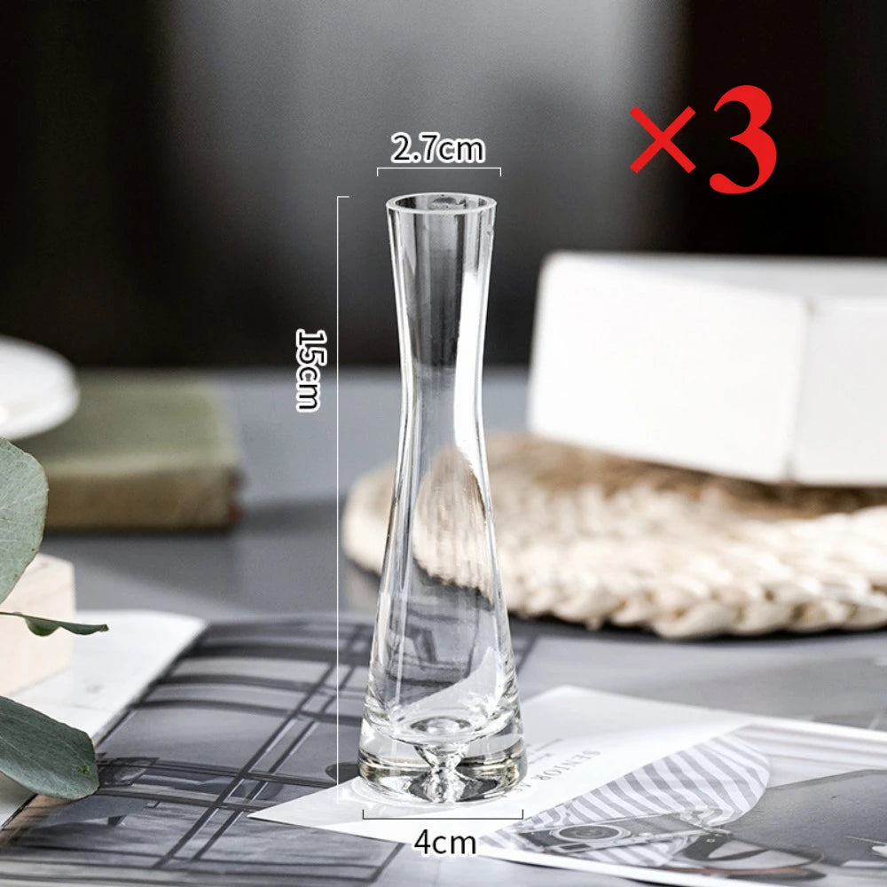 Modern European Transparent Glass Vase – Slanted Mouth Hydroponic Flower Vase for Home Decor, Table Centerpiece, Office & Living Room Decoration