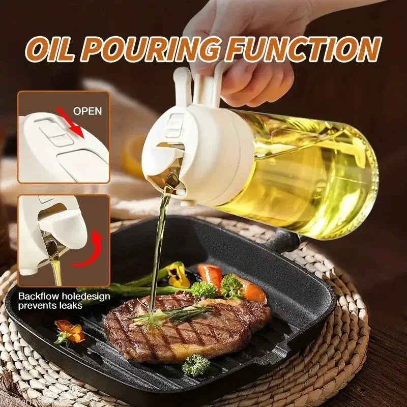 2-in-1 500ml Oil Spray Bottle & Dispenser – Multi-Purpose Kitchen Tool for Cooking, BBQ, and More