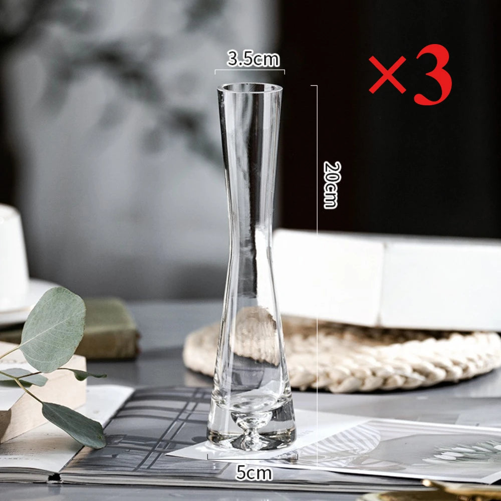 Modern European Transparent Glass Vase – Slanted Mouth Hydroponic Flower Vase for Home Decor, Table Centerpiece, Office & Living Room Decoration