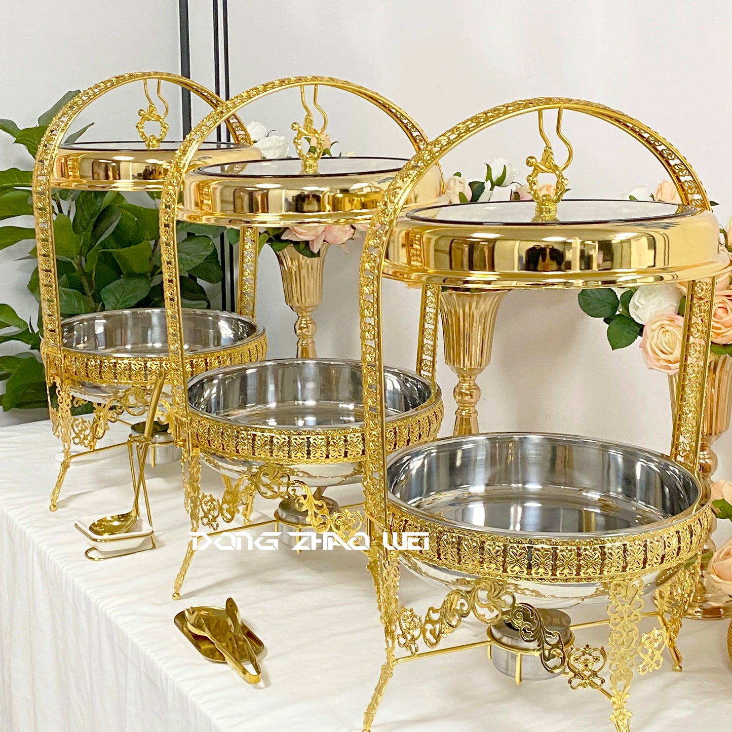 1PCS Hotel Restaurant Supplies Food Warmer Serving Buffet Catering Stainless Steel Butterfly Chaffing Chafing Dishes Buffet Set
