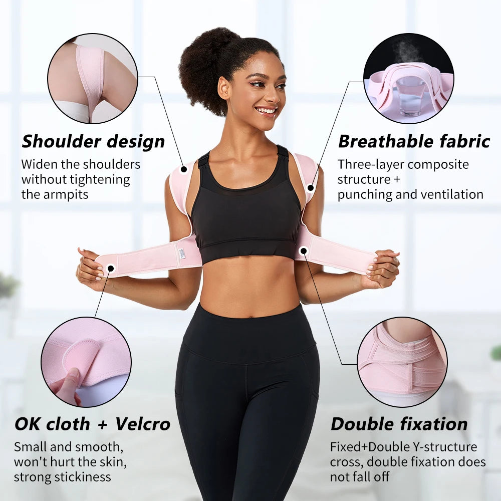 Comfortable posture support back brace for clavicle and straightening