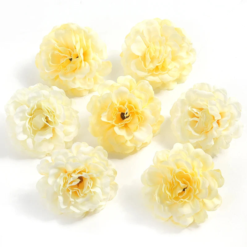 10PCs Rose Artificial Flowers 4.5cm Fake Flower Head for Christmas Marriage Wedding Decoration Home Decor DIY Garland Accessory