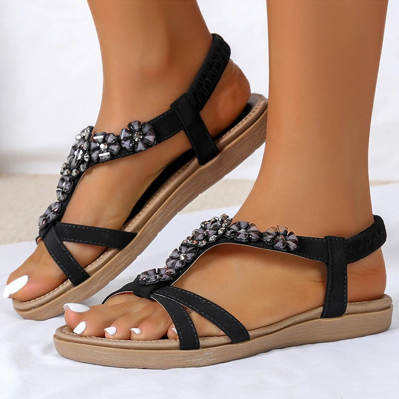 Women's Sandals Bling Crystal Summer Sandals Shoes For Woman Beach Sandalias Mujer Flat Sandals Bohemia Shoes Summer Footwear