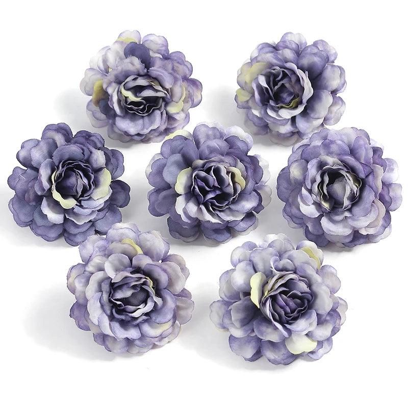 10PCs Rose Artificial Flowers 4.5cm Fake Flower Head for Christmas Marriage Wedding Decoration Home Decor DIY Garland Accessory