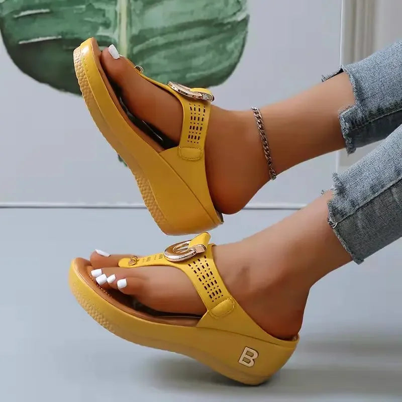 Summer Sandals Women 2024 Big Size Platform Wedges Sandals Slippers - Open Toe Flip Flops Ladies Comfortable Beach Shoes