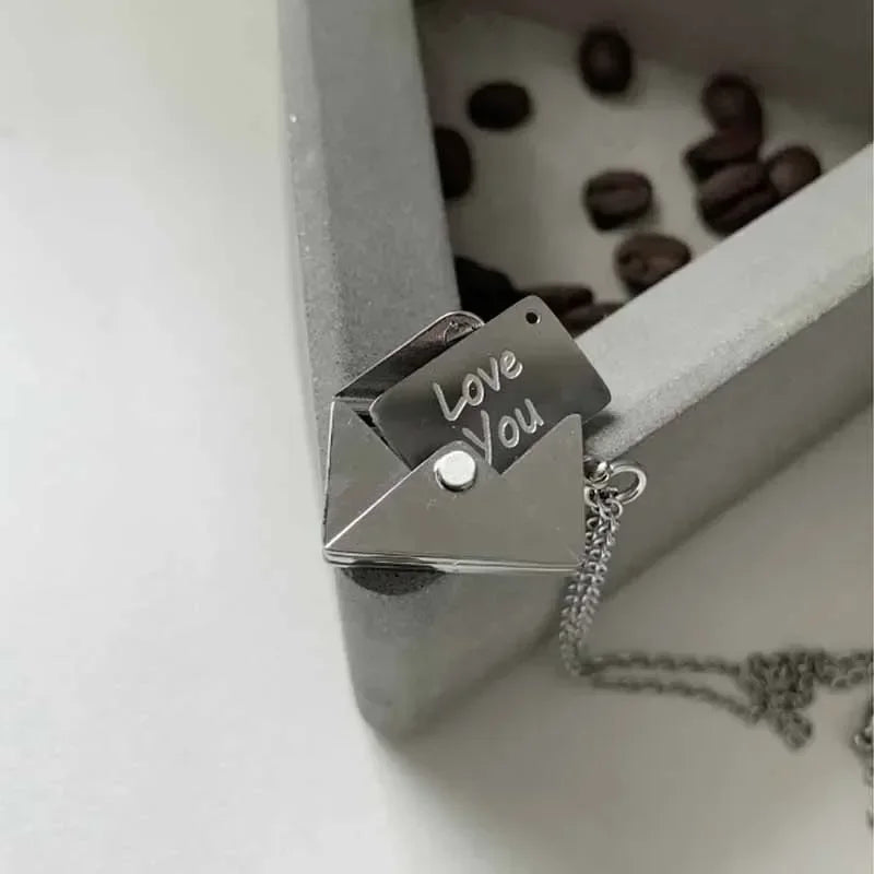 Love Letter Envelope Pendant Necklace Customized Stainless Steel