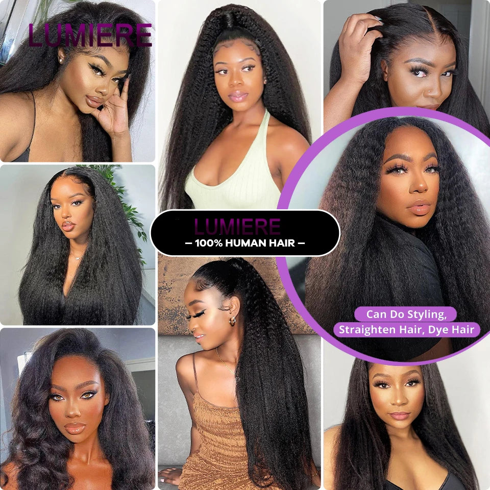 40" Kinky Straight Virgin Brazilian Hair Bundles – Yaki Texture, 1/3/4 PCS Weave, Thick Ends, Natural Human Hair Extensions