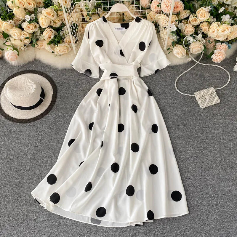 Chic Fashion Polka Dot Print Women Dress