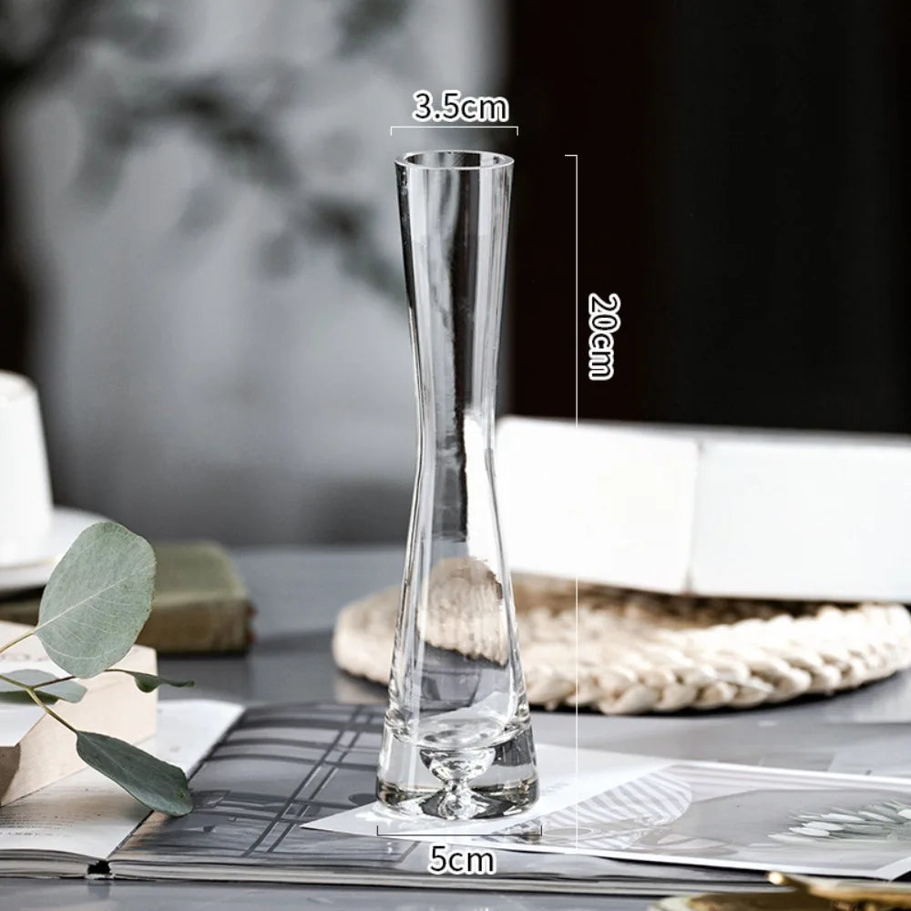 Modern European Transparent Glass Vase – Slanted Mouth Hydroponic Flower Vase for Home Decor, Table Centerpiece, Office & Living Room Decoration