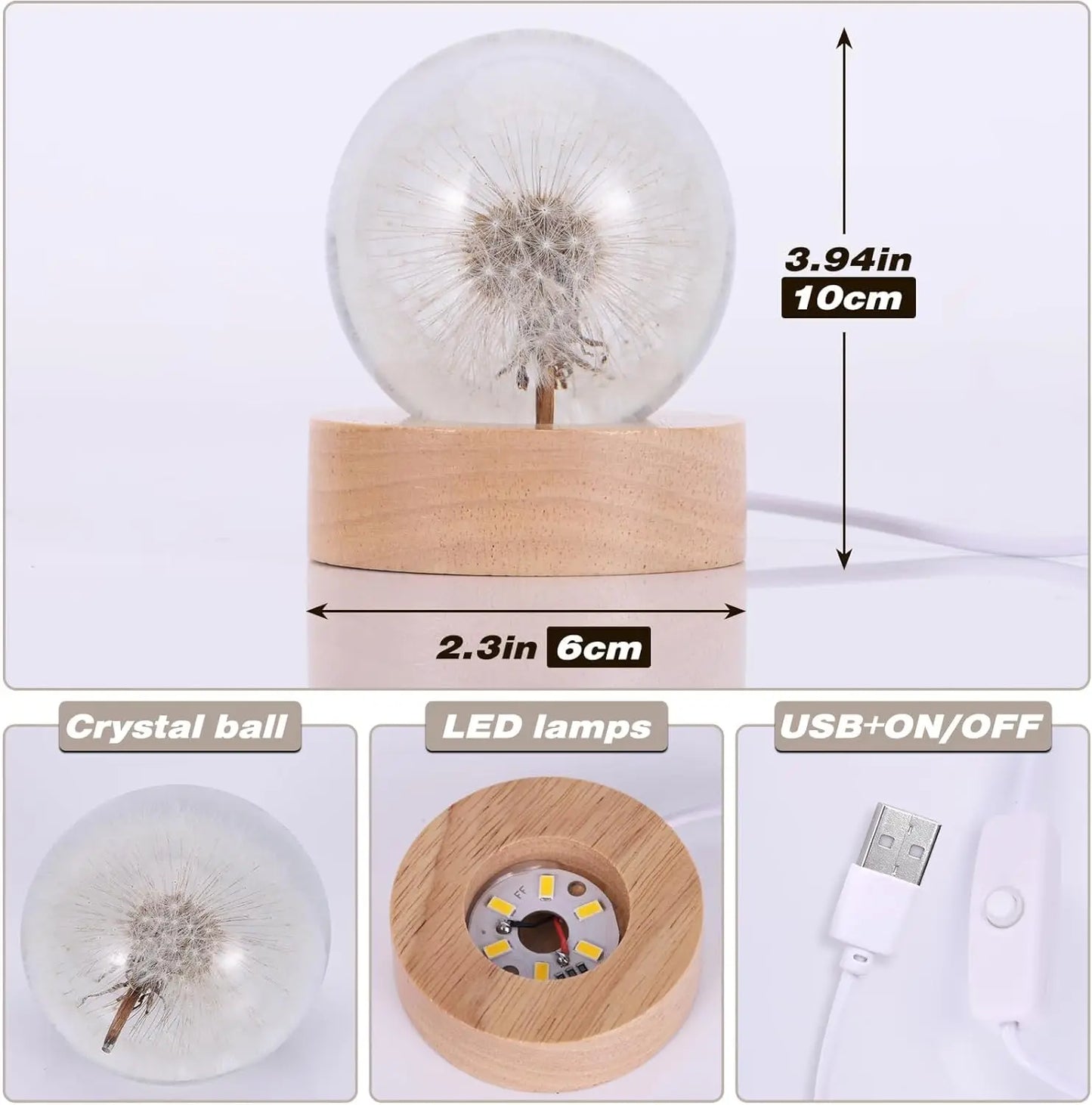 Crystal Dandelion Ball Night Light