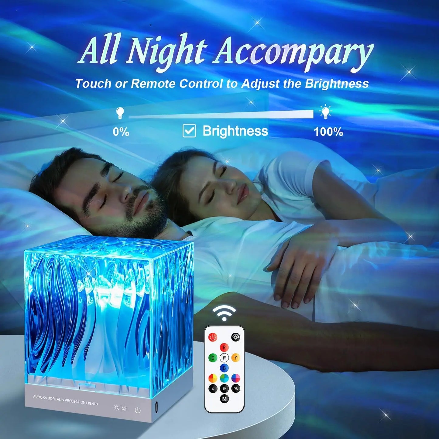 Northern Lights Aurora Borealis USB Rechargeable Crystal Lamp – RGB Water Ripple Projector & Mood Light