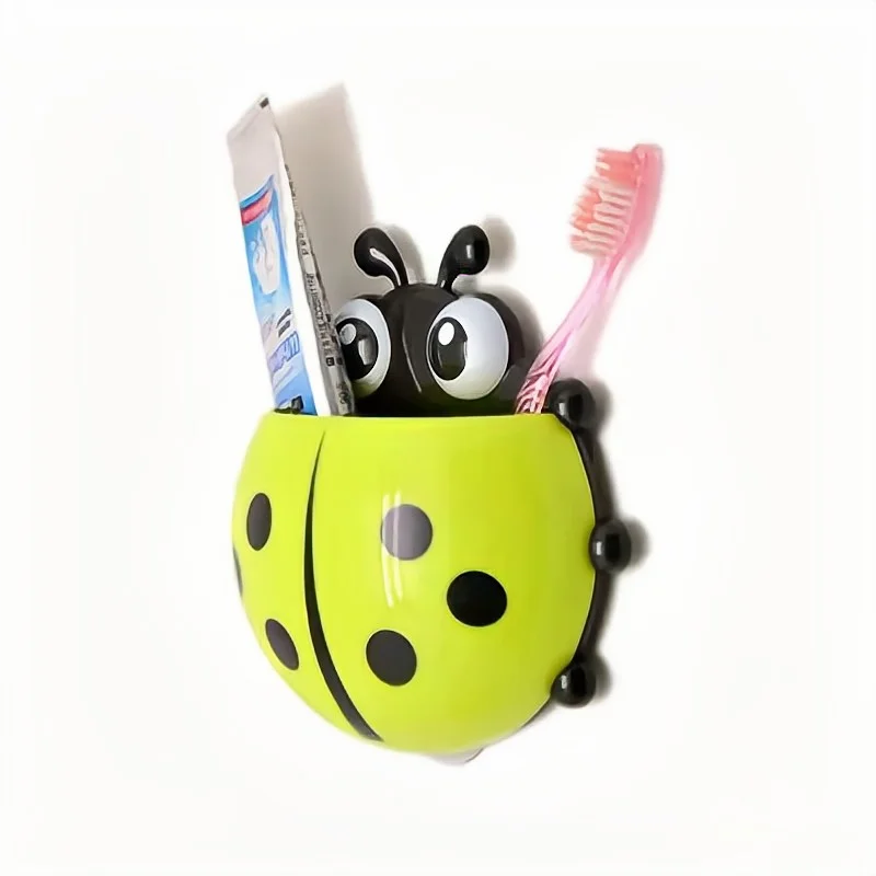 Ladybug Animal Insect - Toothbrush Toothpaste Wall Suction Holder Rack Container Organizer