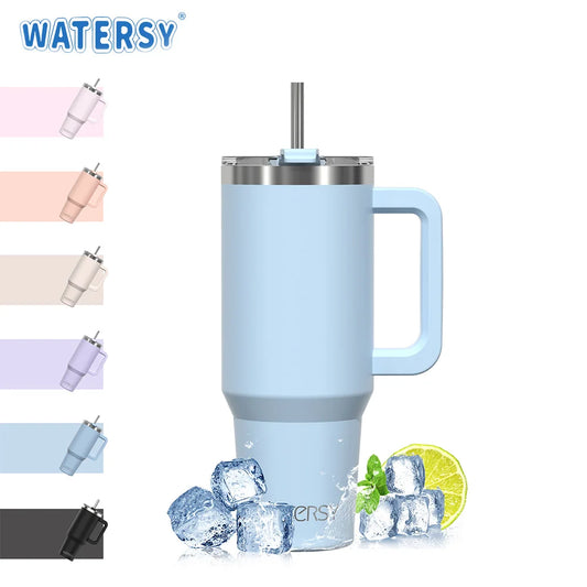 Watersy 40oz (1200ml) Stainless Steel Tumbler with Handle & Straw Lid – Insulated Travel Mug