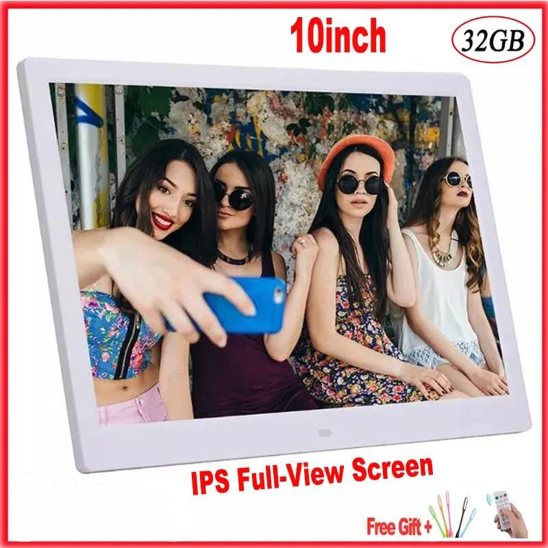 10-Inch IPS Full-View Digital Photo Frame | High-Resolution Photo Album, Clock, Calendar, Video Player