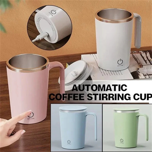 Self-Stirring Rechargeable Mug - Magnetic Mixing Cup for Coffee and Milk