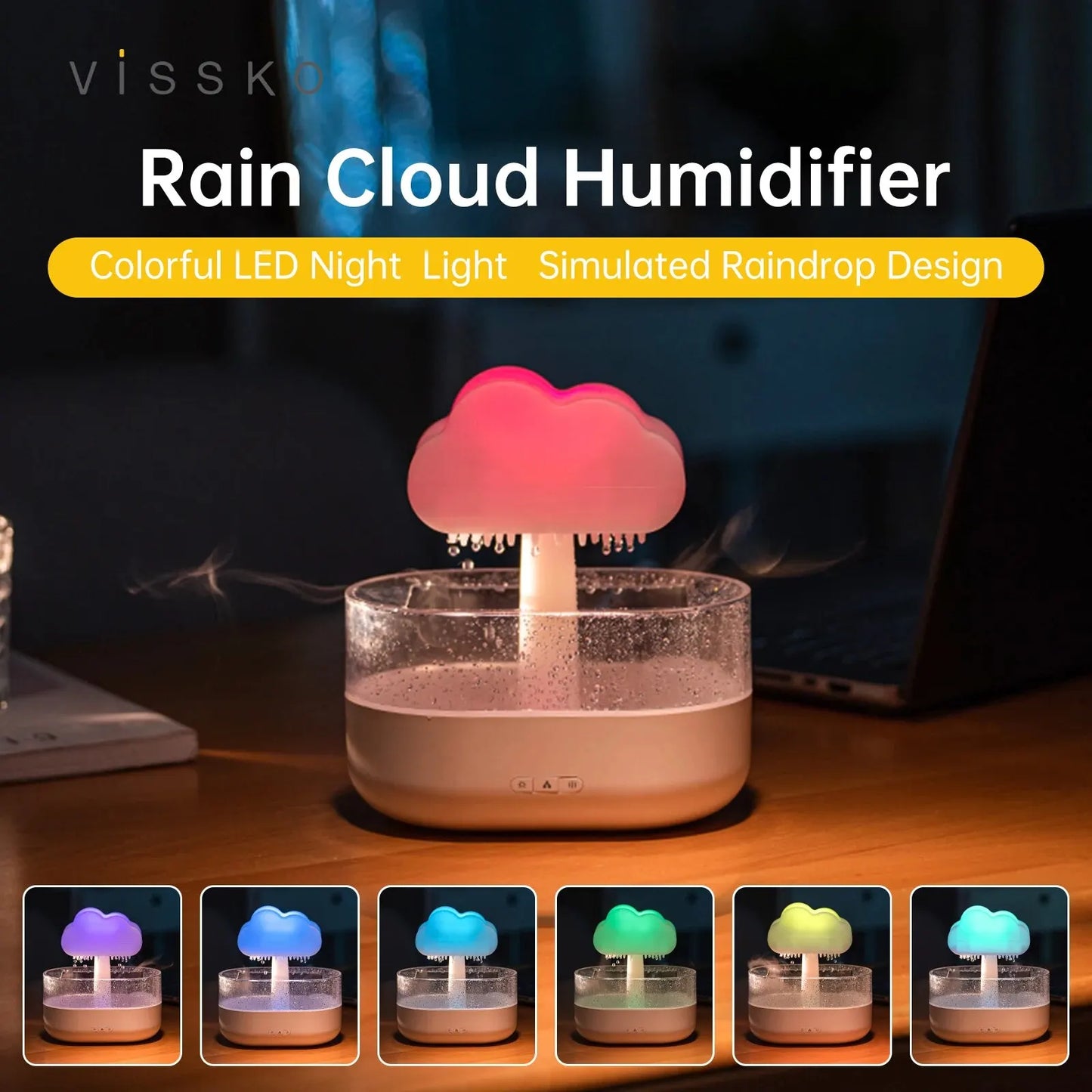 Colorful Night Light Mushroom Humidifier