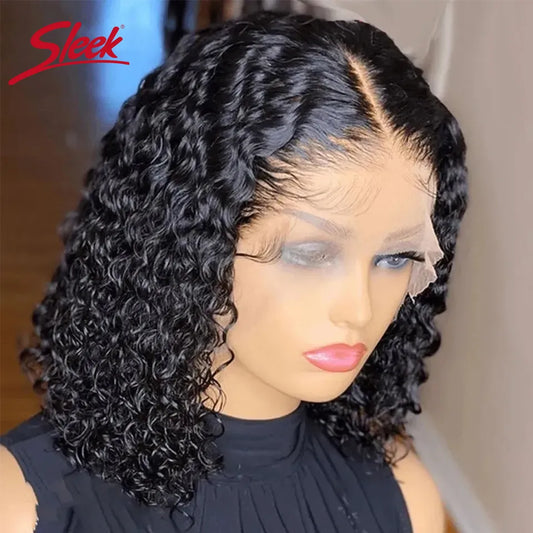 Brazilian Deep Curly Bob Hair Wigs - Natural Black Color