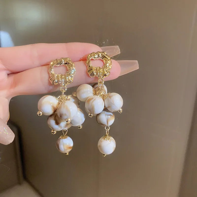 LATS 2024 Trendy Grape Tassel Earrings for Women | Light Luxury Resin Drop Earrings