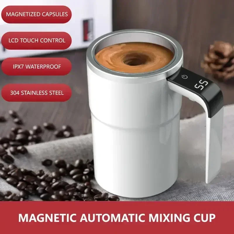 380ML Automatic Self-Stirring Magnetic Mug with LCD Screen – USB Rechargeable Smart Thermal Cup