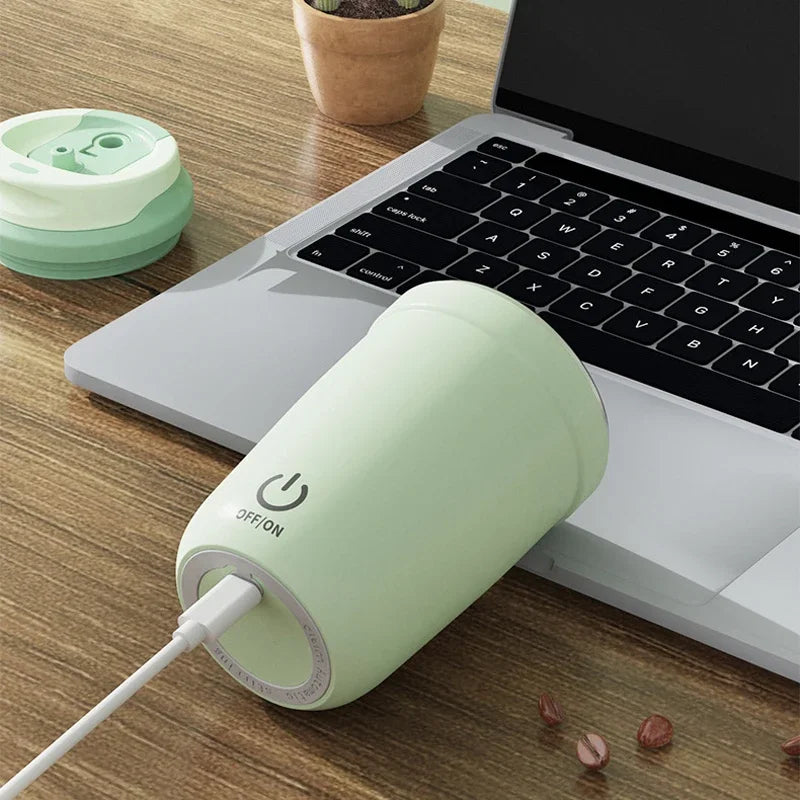 Automatic Electric Self-Stirring Coffee Mug with Straw – Portable Charging Coffee and Milk Mixing Cup