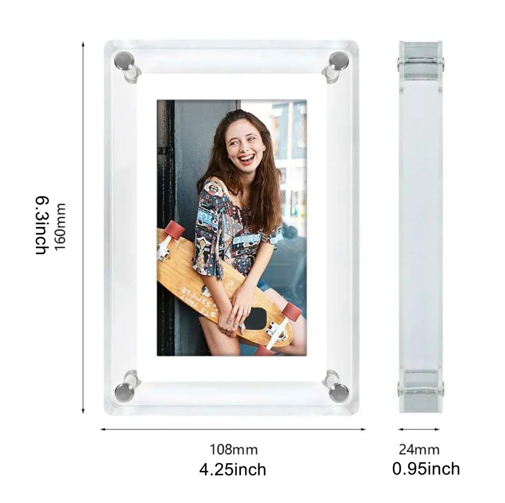 5-Inch Acrylic Digital Photo Frame: IPS Screen, 4GB Memory, Portable Battery-Powered