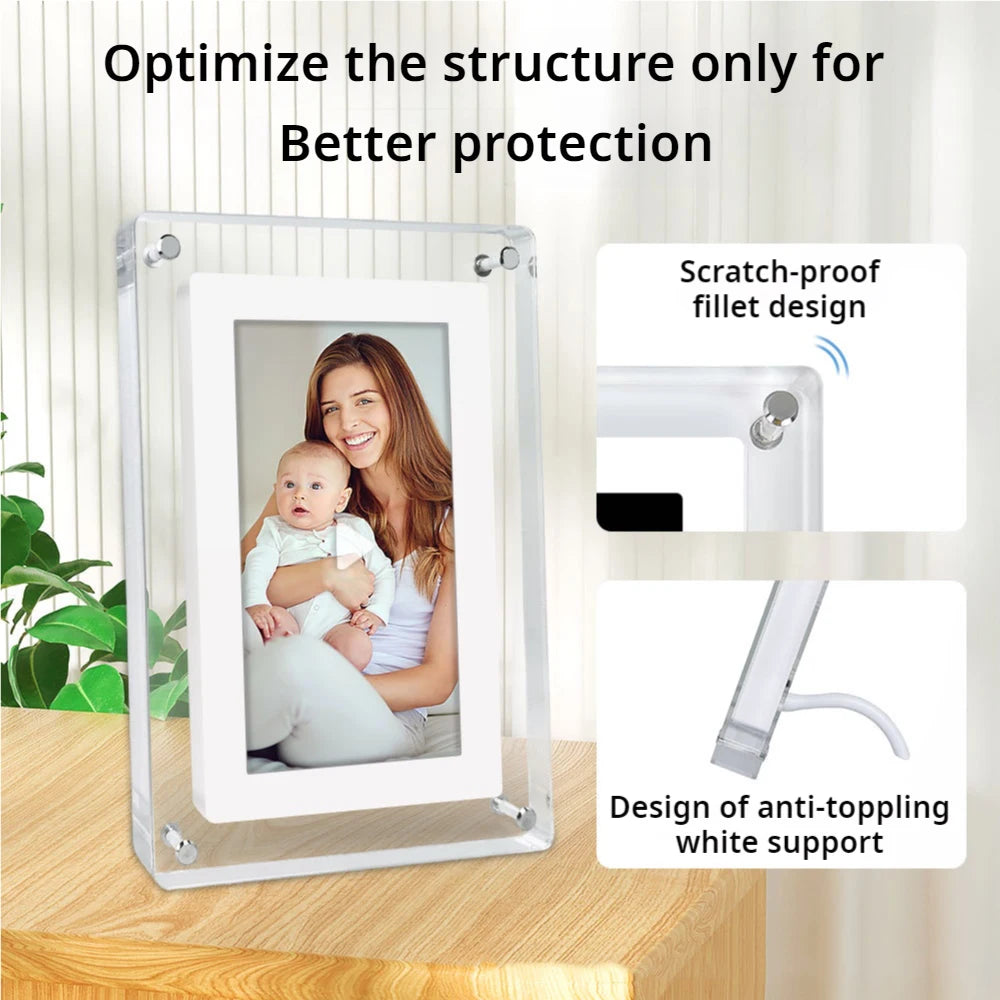 5-Inch Acrylic Digital Photo Frame: IPS Screen, 4GB Memory, Portable Battery-Powered