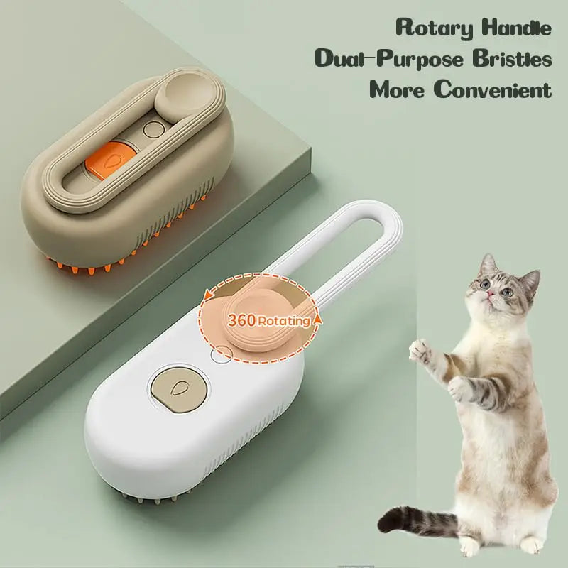 3-in-1 Electric Pet Grooming Tool: Steamy Dog Brush with Spray for Cats and Dogs - Massages, Removes Tangled and Loose Hair