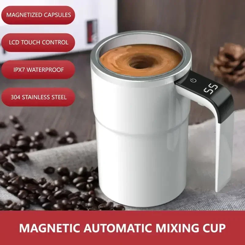 Automatic Electric Self-Stirring Coffee Mug with Straw – Portable Charging Coffee and Milk Mixing Cup