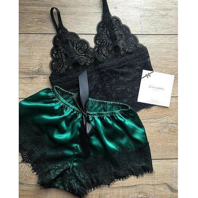 Sexy Lace Nightgown Women's Pajama Set