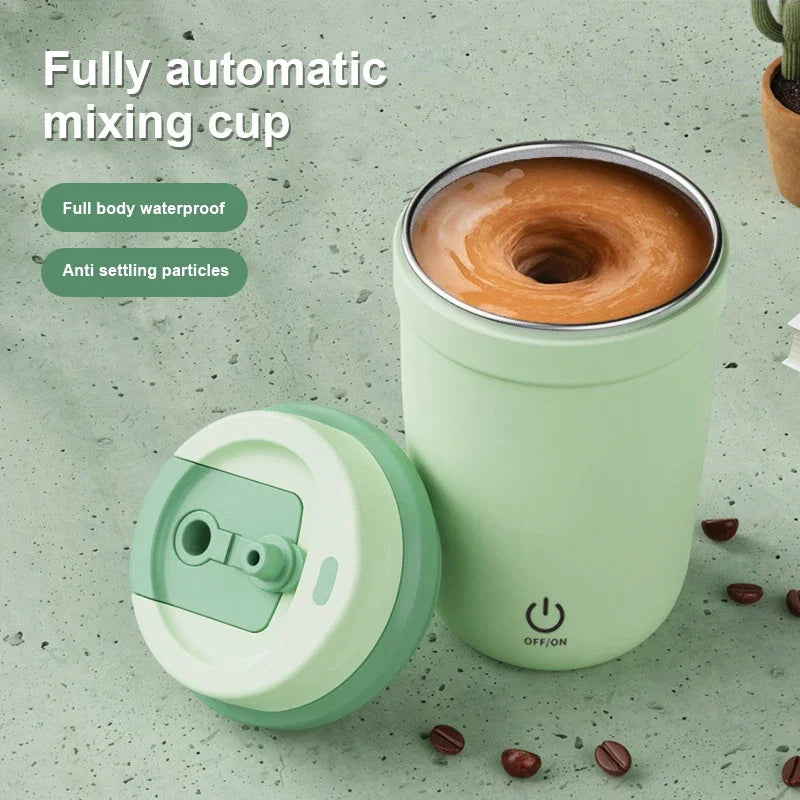 Automatic Electric Self-Stirring Coffee Mug with Straw – Portable Charging Coffee and Milk Mixing Cup