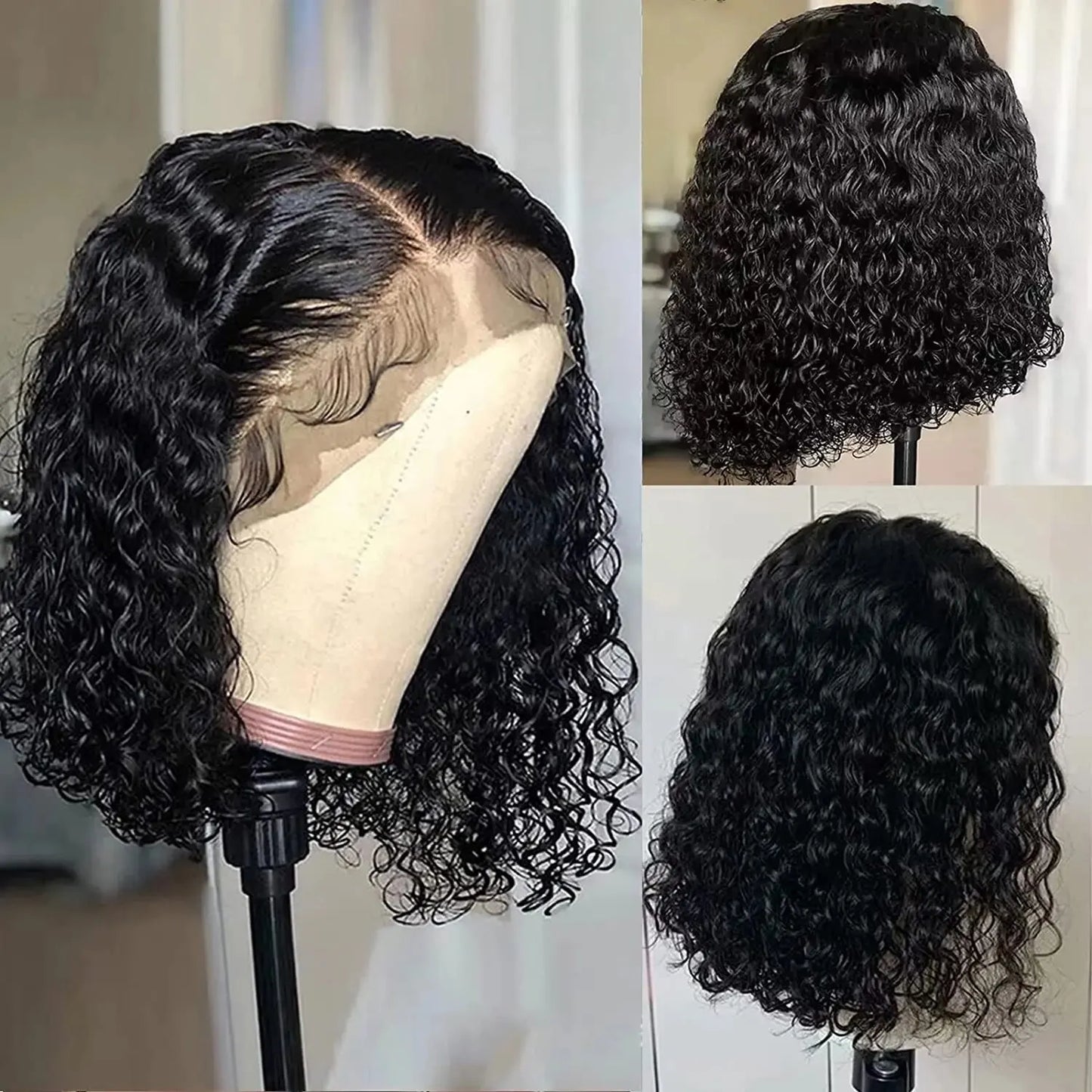 Deep Wave Lace Frontal Brazilian Virgin Human Hair Wigs For Black Woman