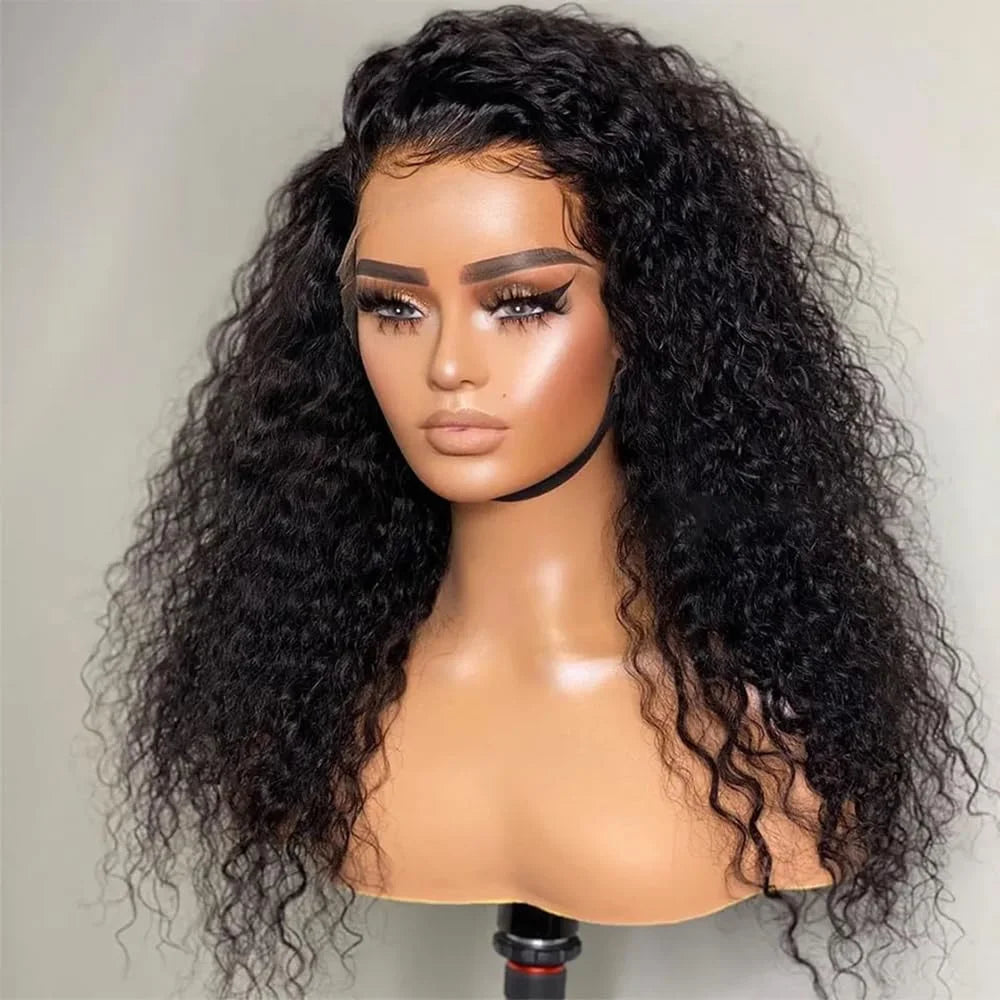 Glueless Deep Wave HD Transparent Curly Lace Front Wig Human Hair Pre Plucked Glueless Kinky Curly Lace Front Wig Human Hair Wig