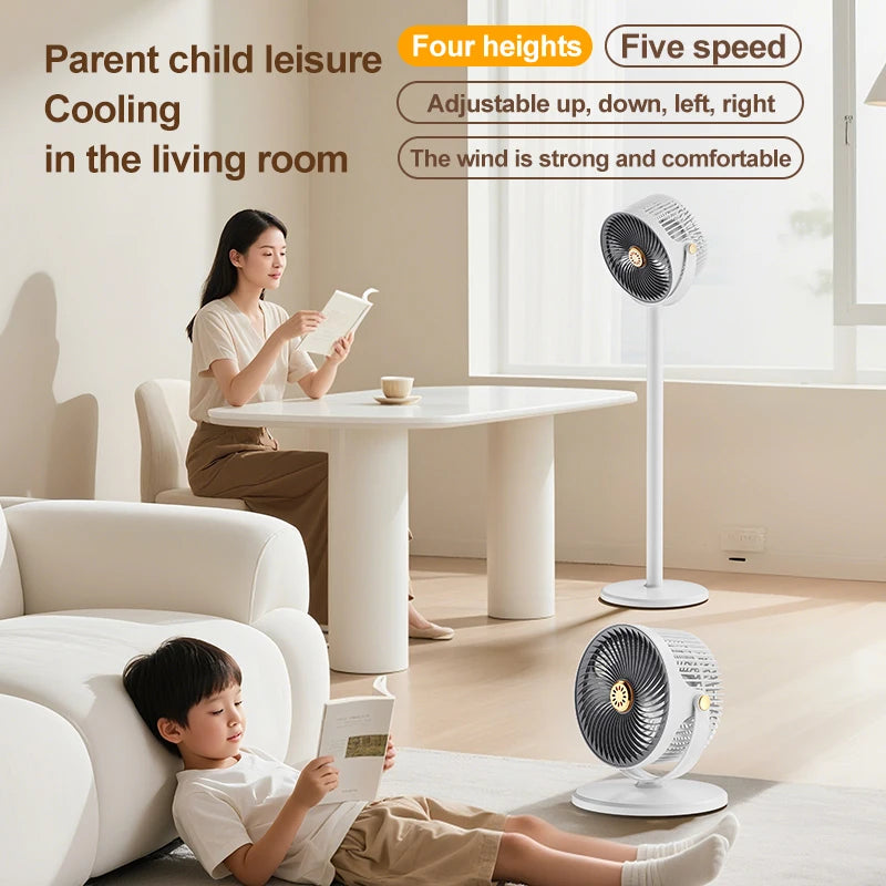 Wireless Rechargeable Adjustable Height Fan – Portable USB Outdoor Camping Fan with Strong Airflow for Travel, Dorm & Home Use