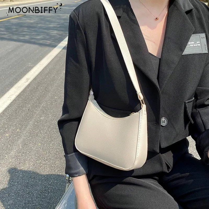 Leather Shoulder Underarm Bag - Casual Ladies Hand Bags