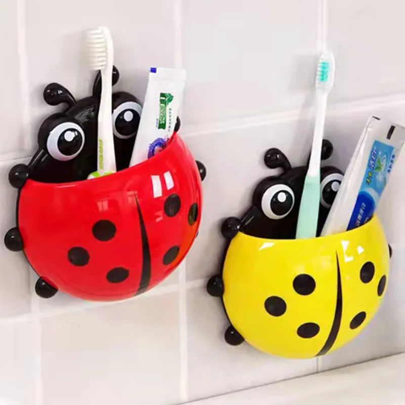 Ladybug Animal Insect - Toothbrush Toothpaste Wall Suction Holder Rack Container Organizer