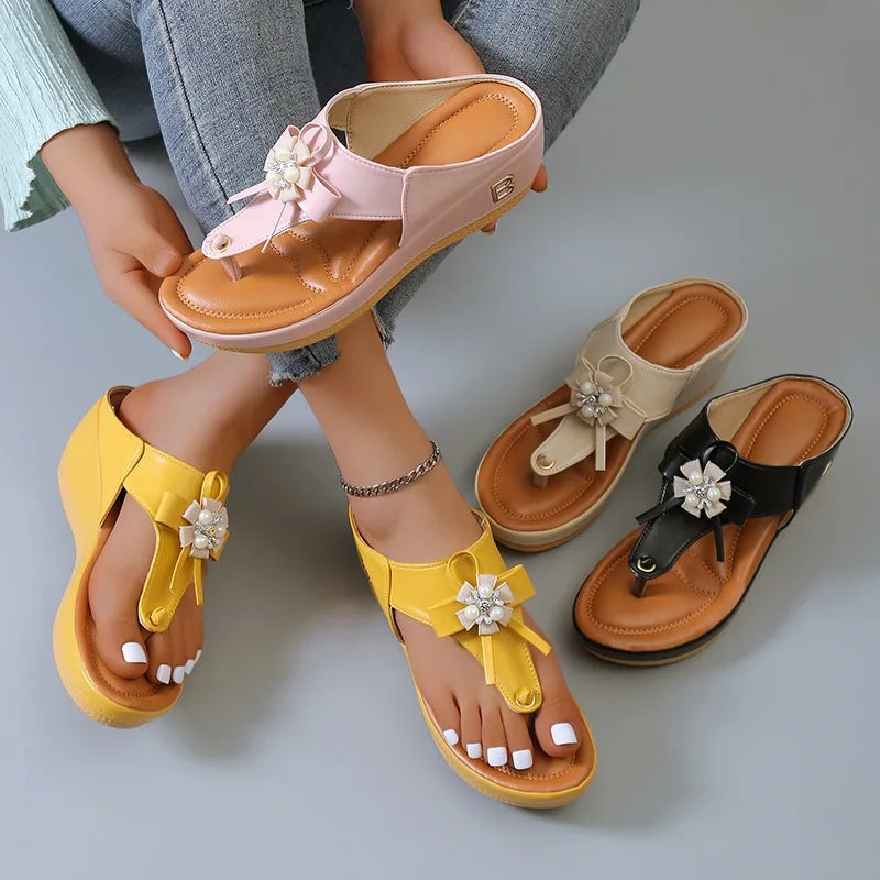 Summer Sandals Women 2024 Big Size Platform Wedges Sandals Slippers - Open Toe Flip Flops Ladies Comfortable Beach Shoes