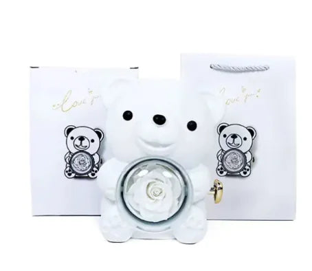 Rotating Rose Teddy Bear Gift Box