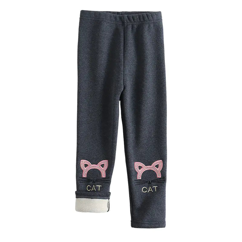 Winter Fleece-Lined Cotton Leggings for Girls